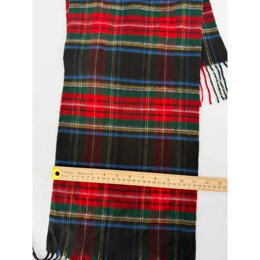 V. Fraas Scarf Unisex OS Black Plaid Cashmink Acrylic Fringe Made in Germany‎